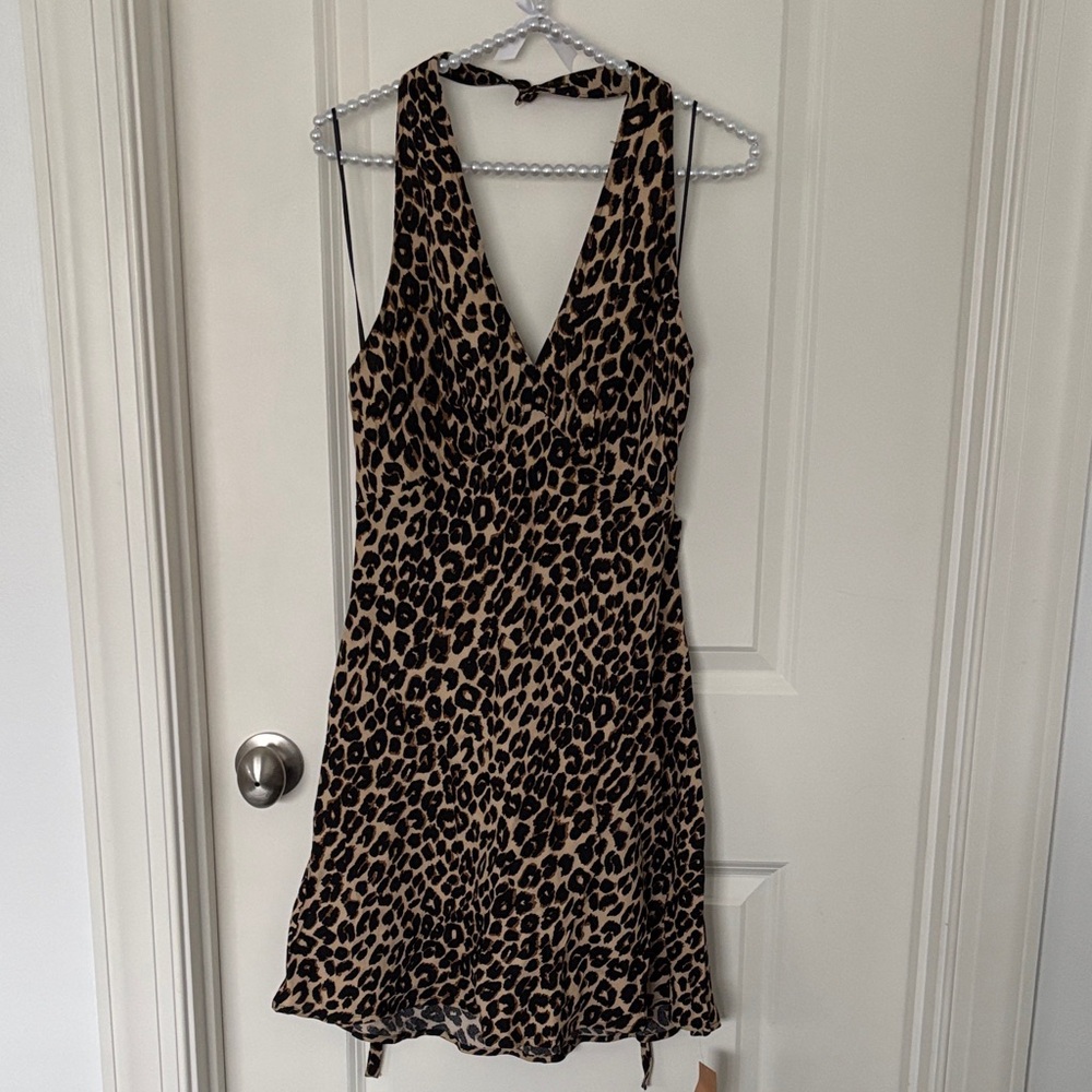 Reformation Leopard Print Backless Dress